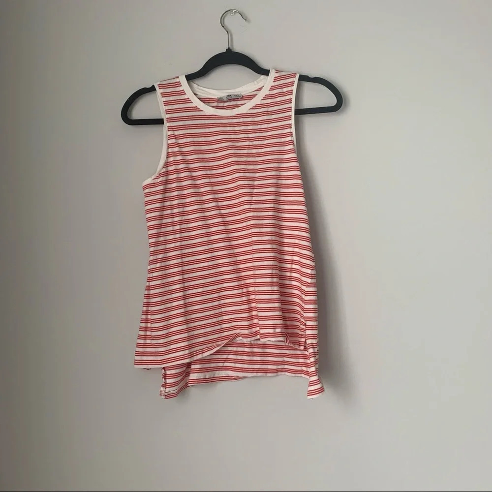 Zara white/red striped sleeveless shirt size S